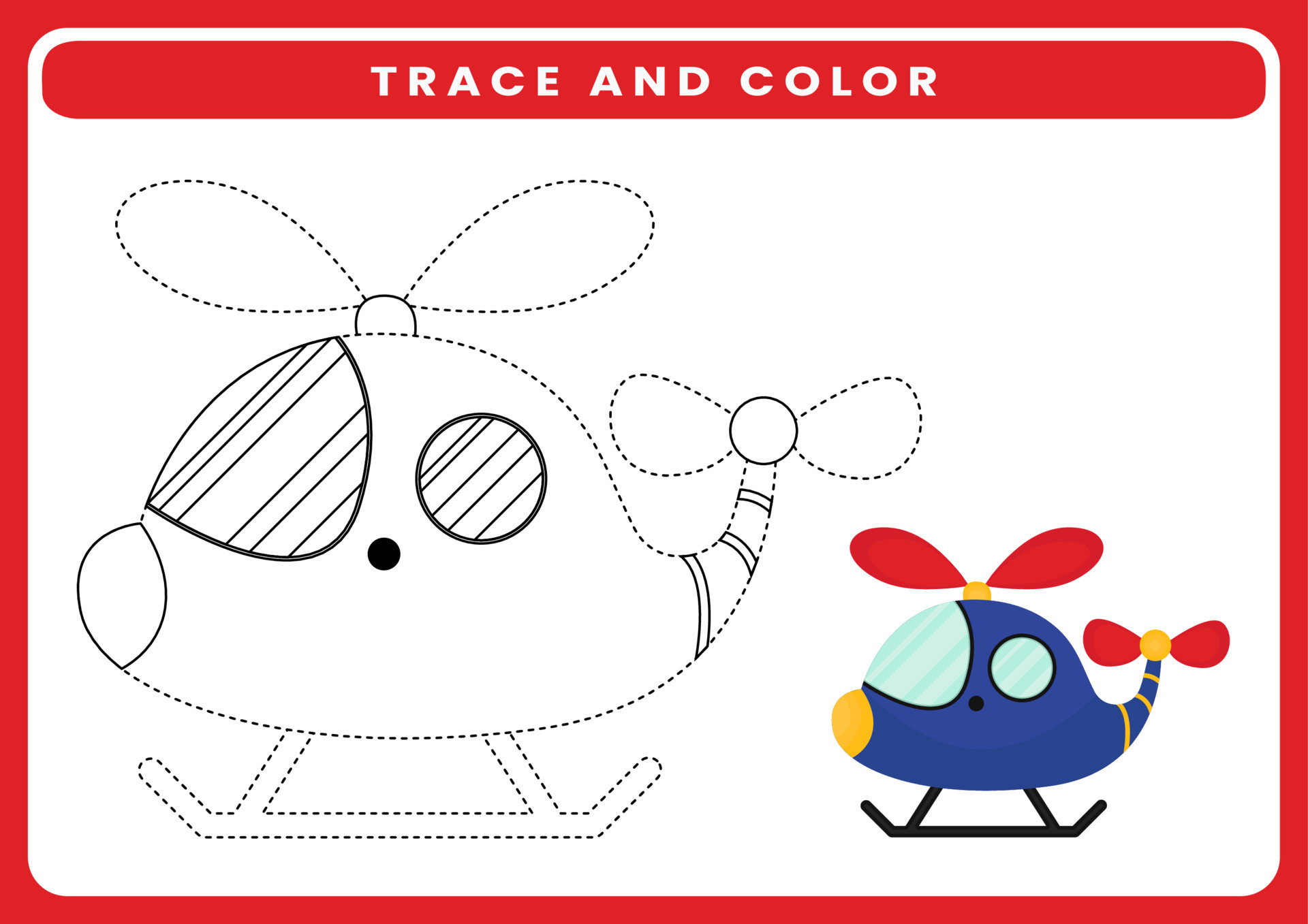 Transportation tracing and coloring worksheet for kids 17337407 Vector