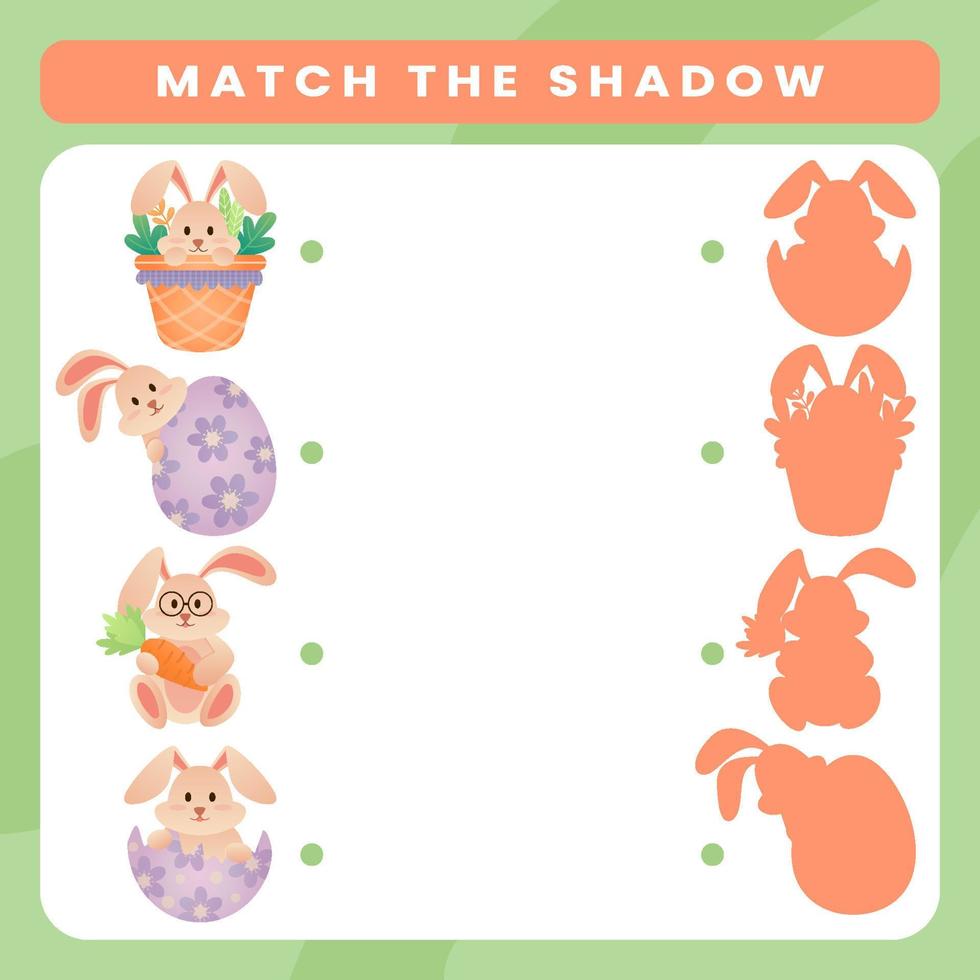 Easter worksheet for kids matching shadow. Holiday educational page vector