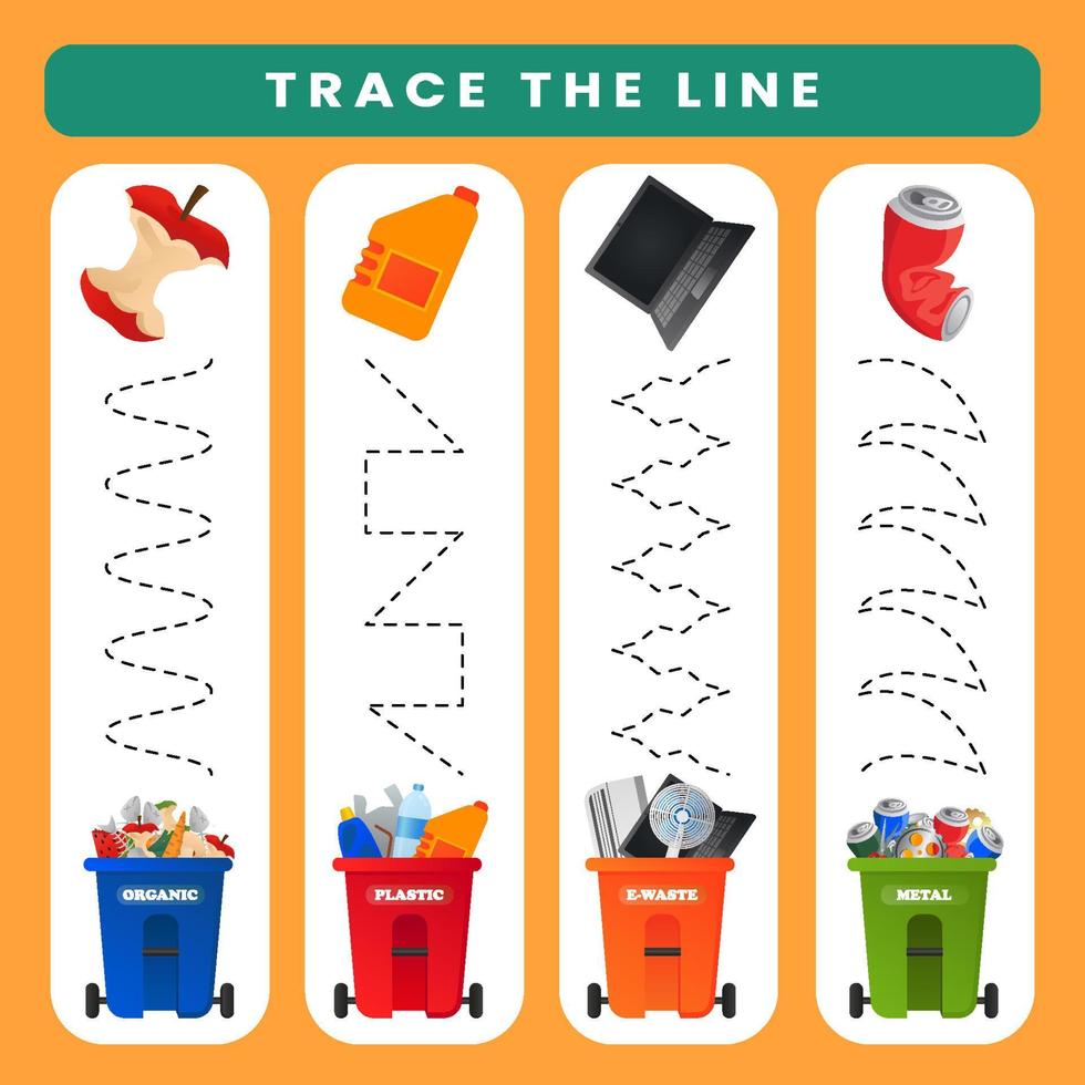 Education game for children handwriting practice trace the lines vector
