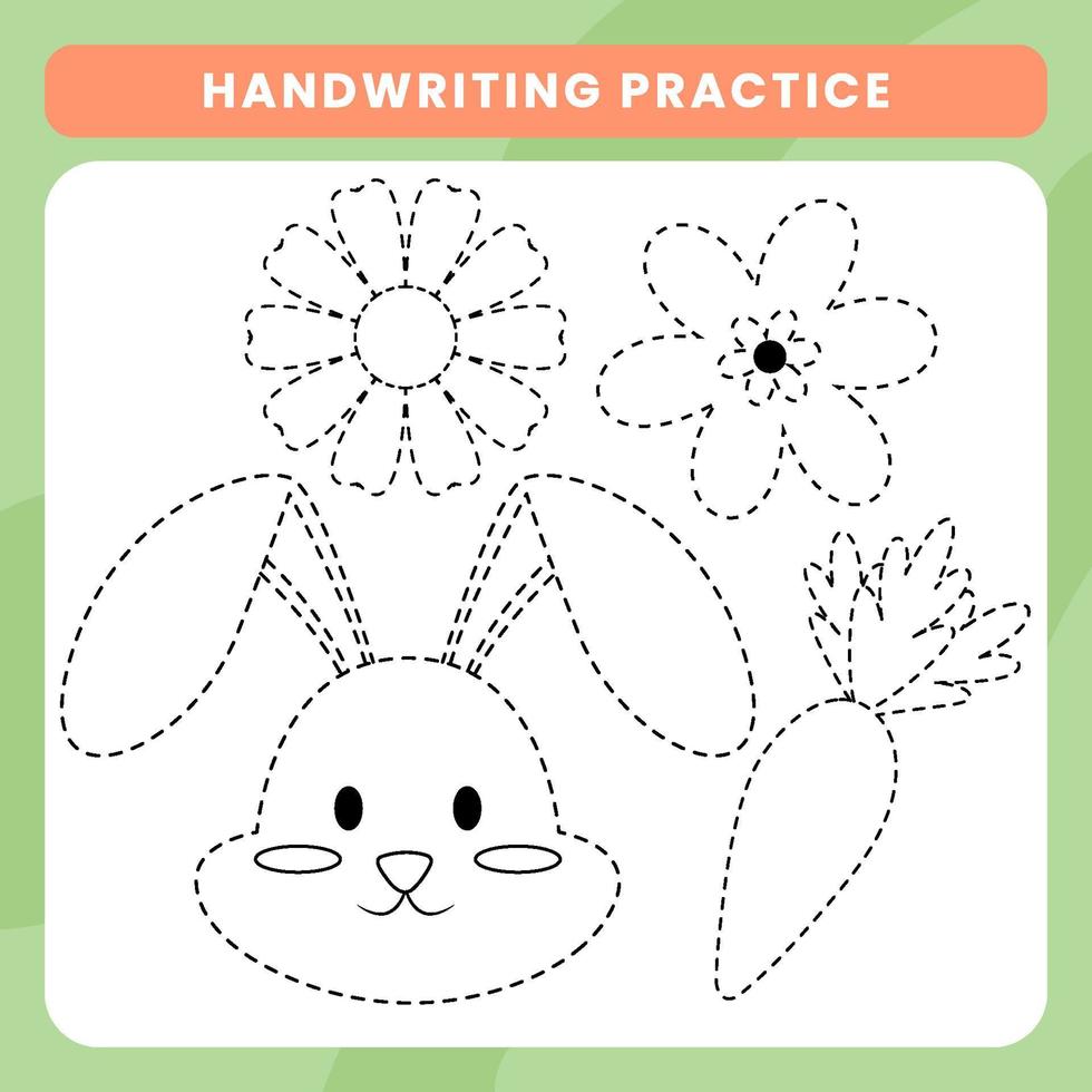 Easter handwriting practice with cute bunny. Holiday activity page for kids vector