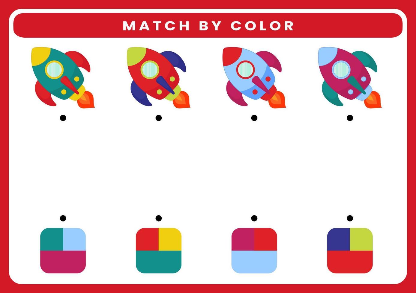 Education game for children cut and match the same color of cartoon transportation vector