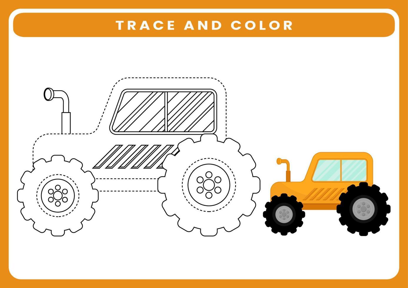 hoja de trabajo para colorear y rastrear el transporte para niños vector