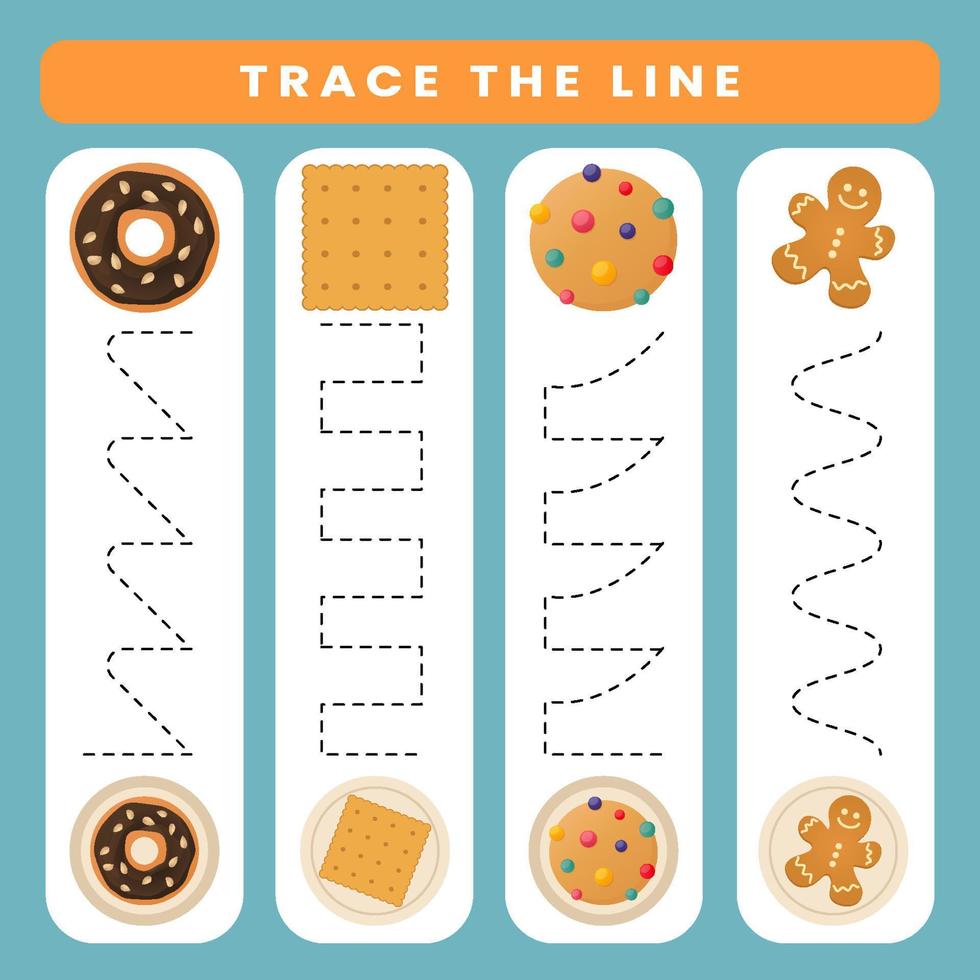 Education game for children handwriting practice trace the lines vector