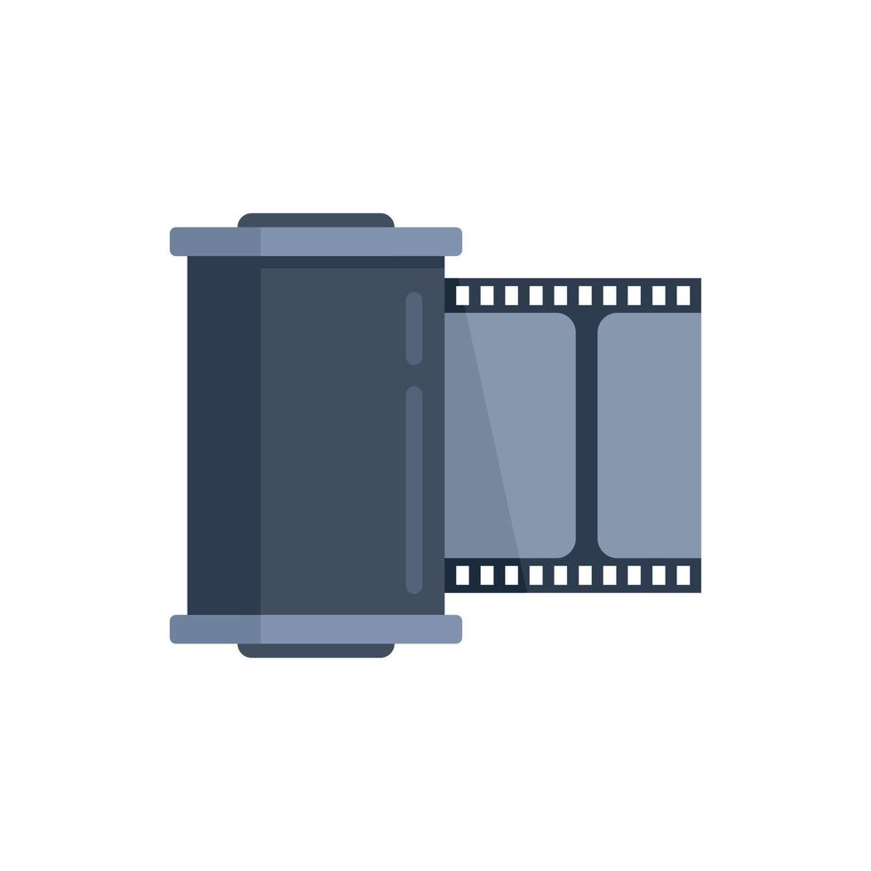 Film roll icon flat vector. Camera photo vector