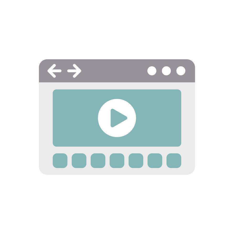 Video browser icon flat vector. Computer internet vector