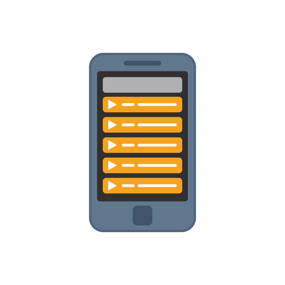 Smartphone playlist app icon flat vector. Player interface vector