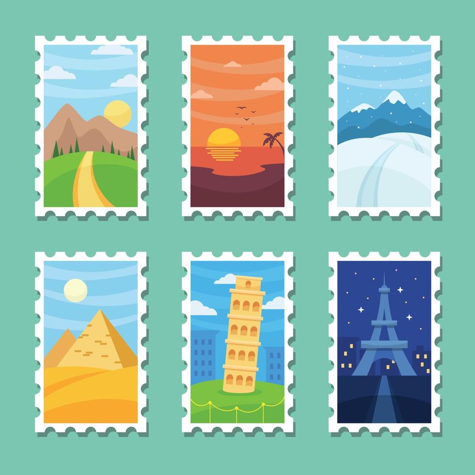 Traveling Stamp Sticker Collection Pack vector