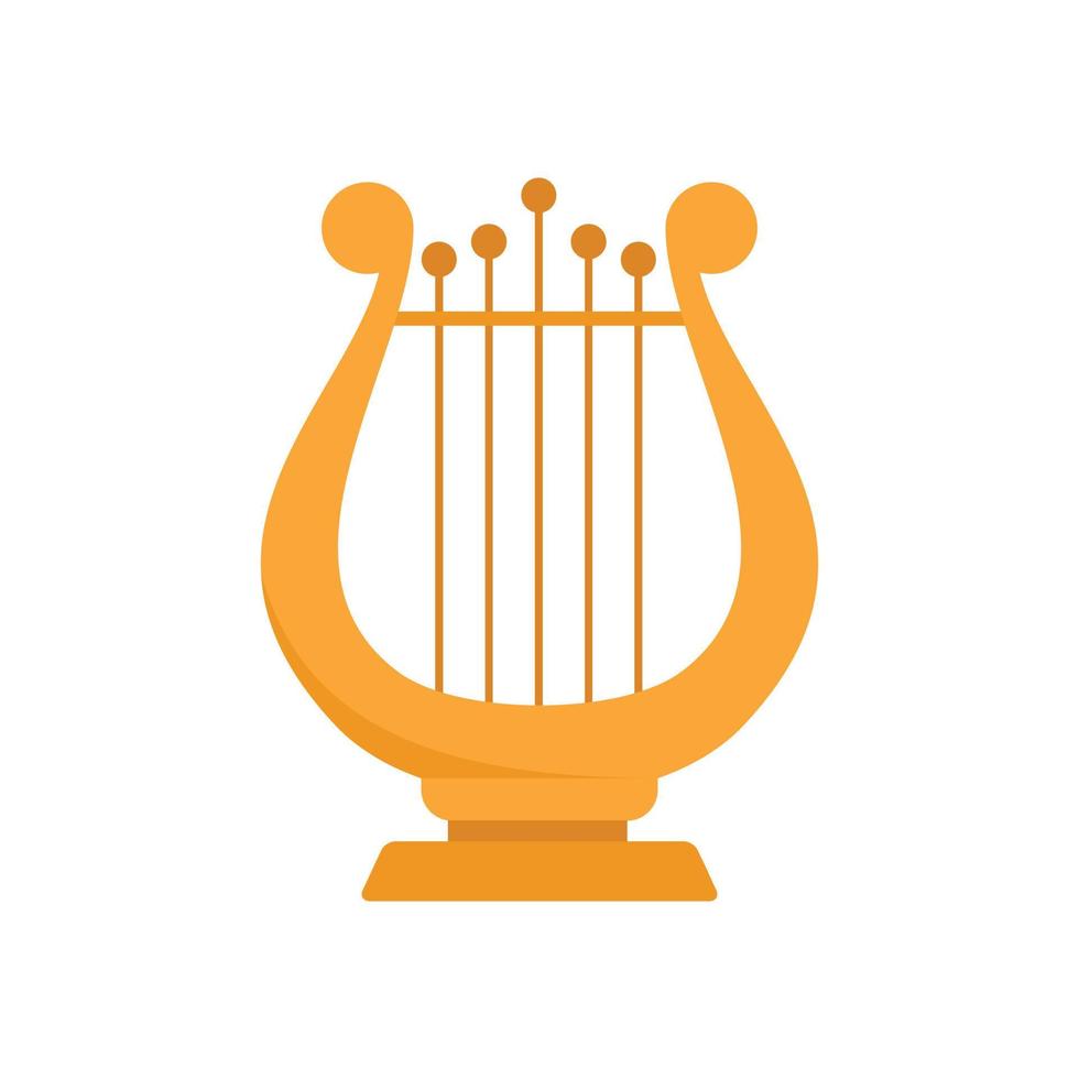 Harp concert icon, flat style vector