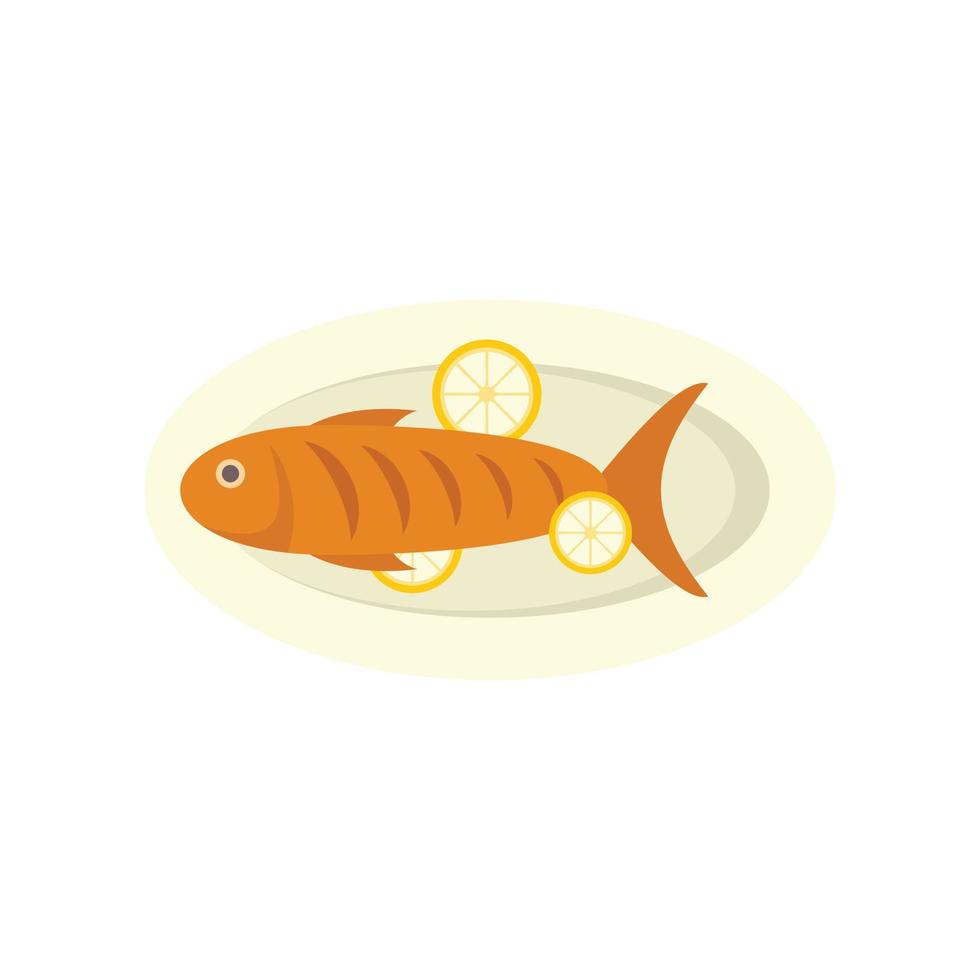 icono de pescado de mar de comida de grecia, estilo plano vector