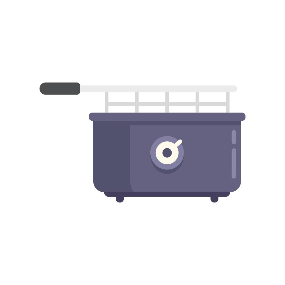 Deep fryer kit icon flat vector. Fry basket vector