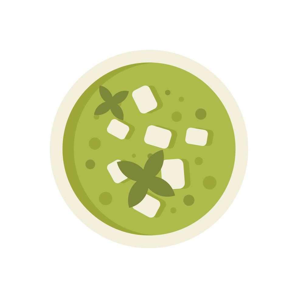 icono de sopa verde de comida de grecia, estilo plano vector