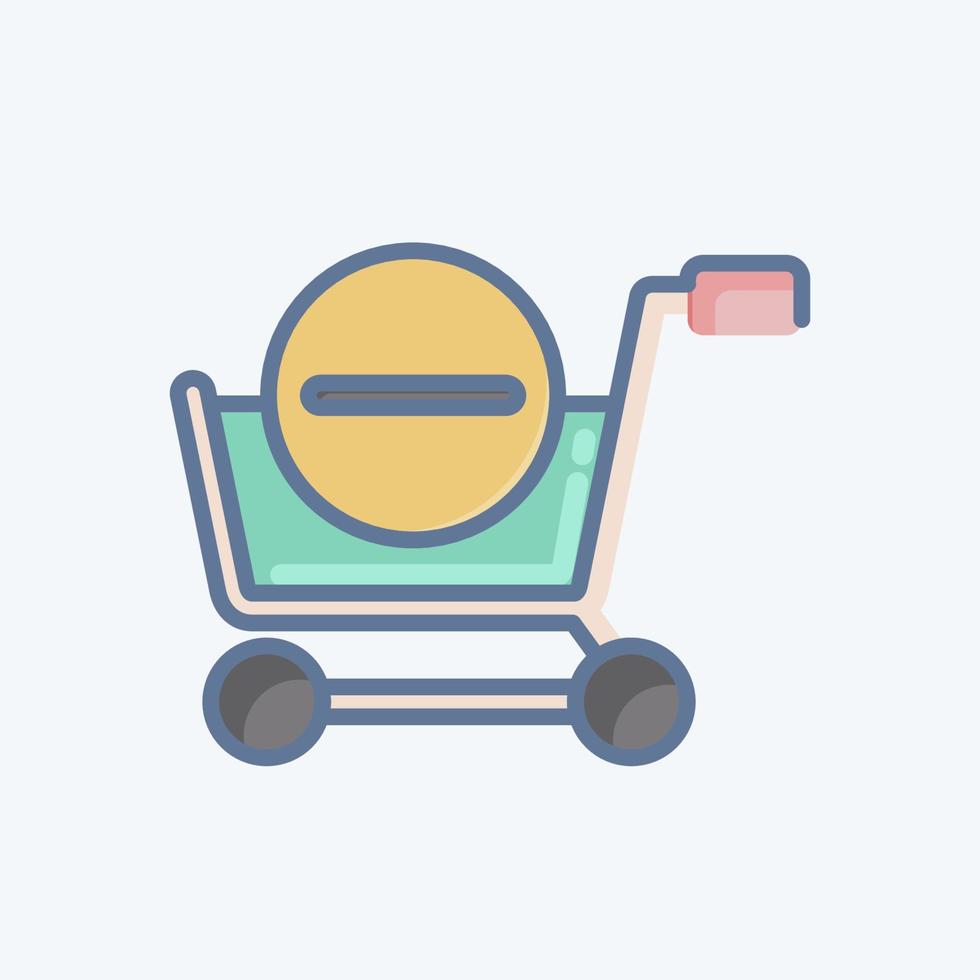 Icon Delete From Cart. related to Online Store symbol. doodle style. simple illustration. shop vector