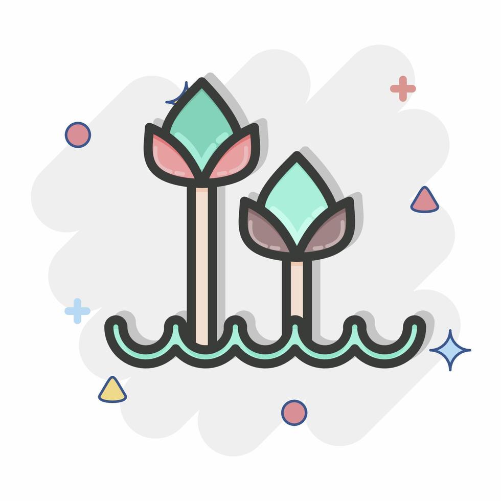 Icon Tulips 2. related to Flora symbol. Comic Style. simple illustration. plant. Oak. leaf. rose vector