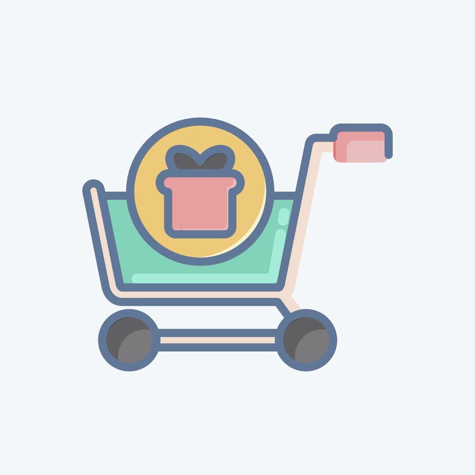 Icon Buy With Gift. related to Online Store symbol. doodle style. simple illustration. shop vector