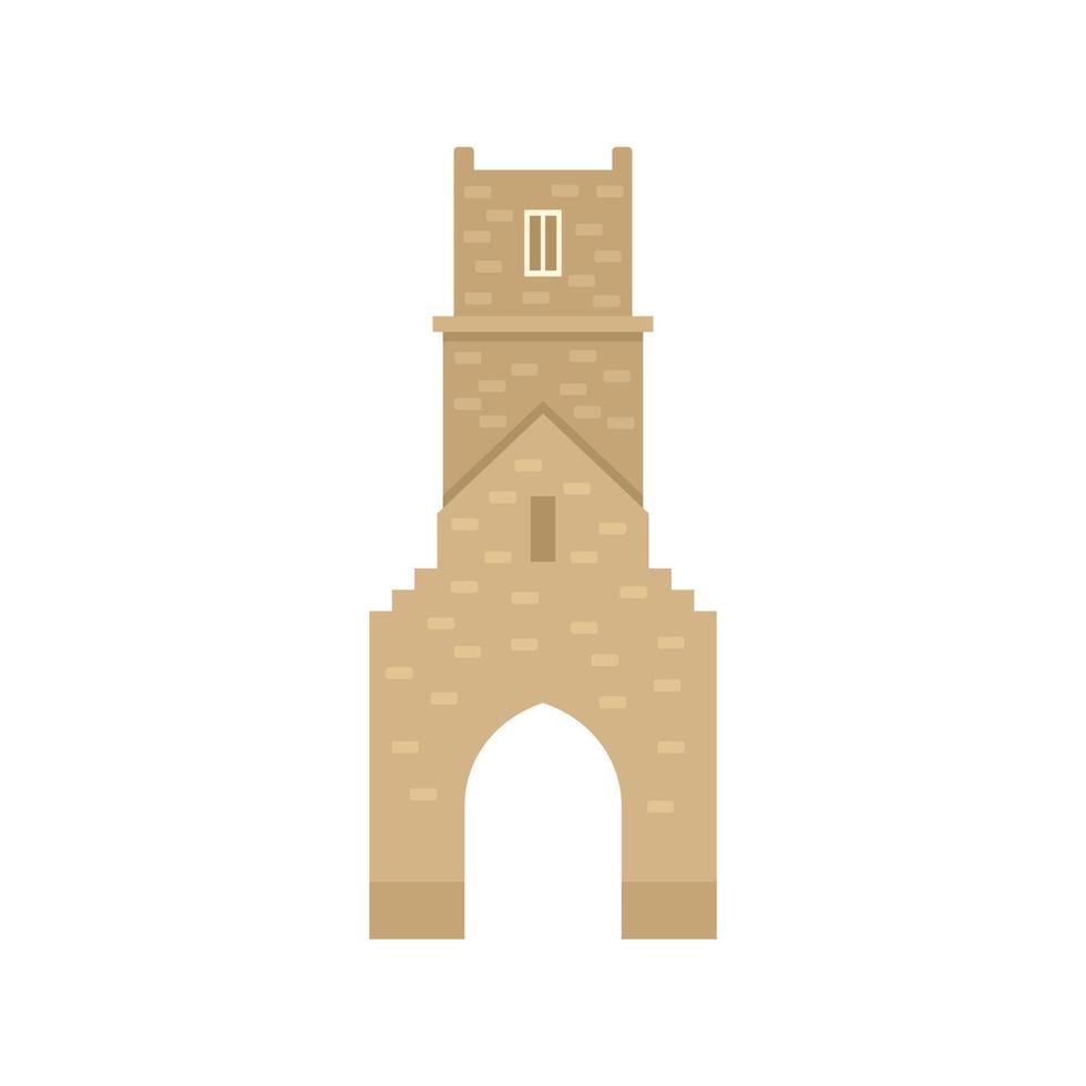 Brick tower icon flat vector. Medieval fort vector