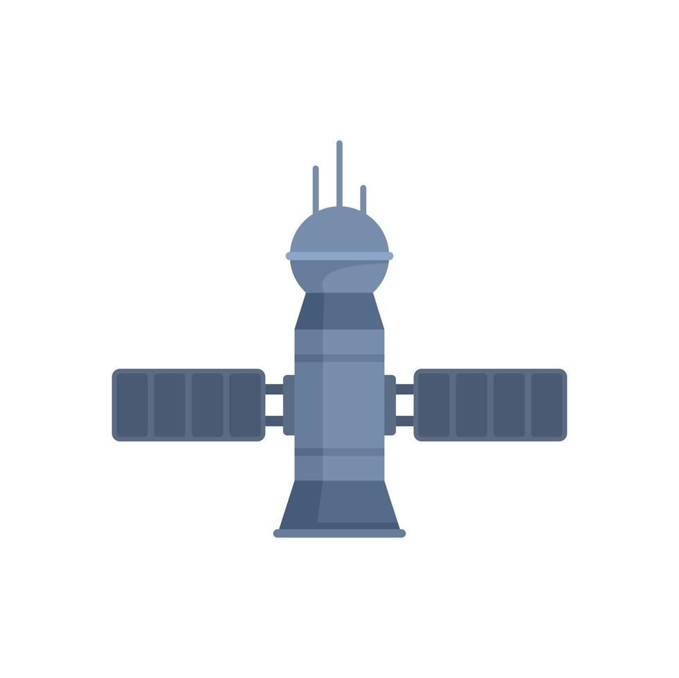Earth space station icon flat vector. Spacecraft ship vector