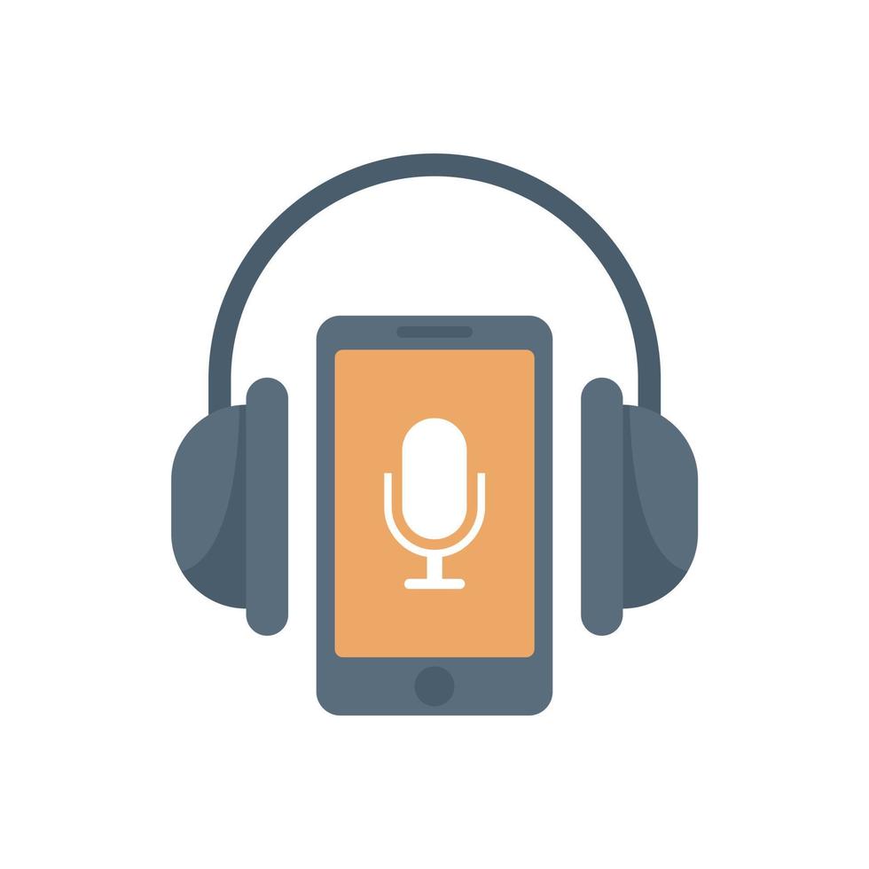 Smartphone podcast icon, flat style vector