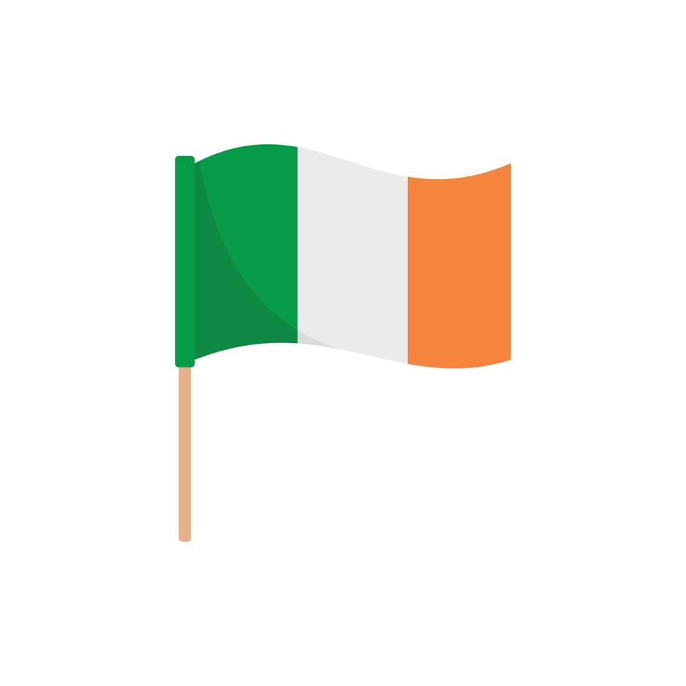 lanzando icono de bandera irlandesa, estilo plano vector