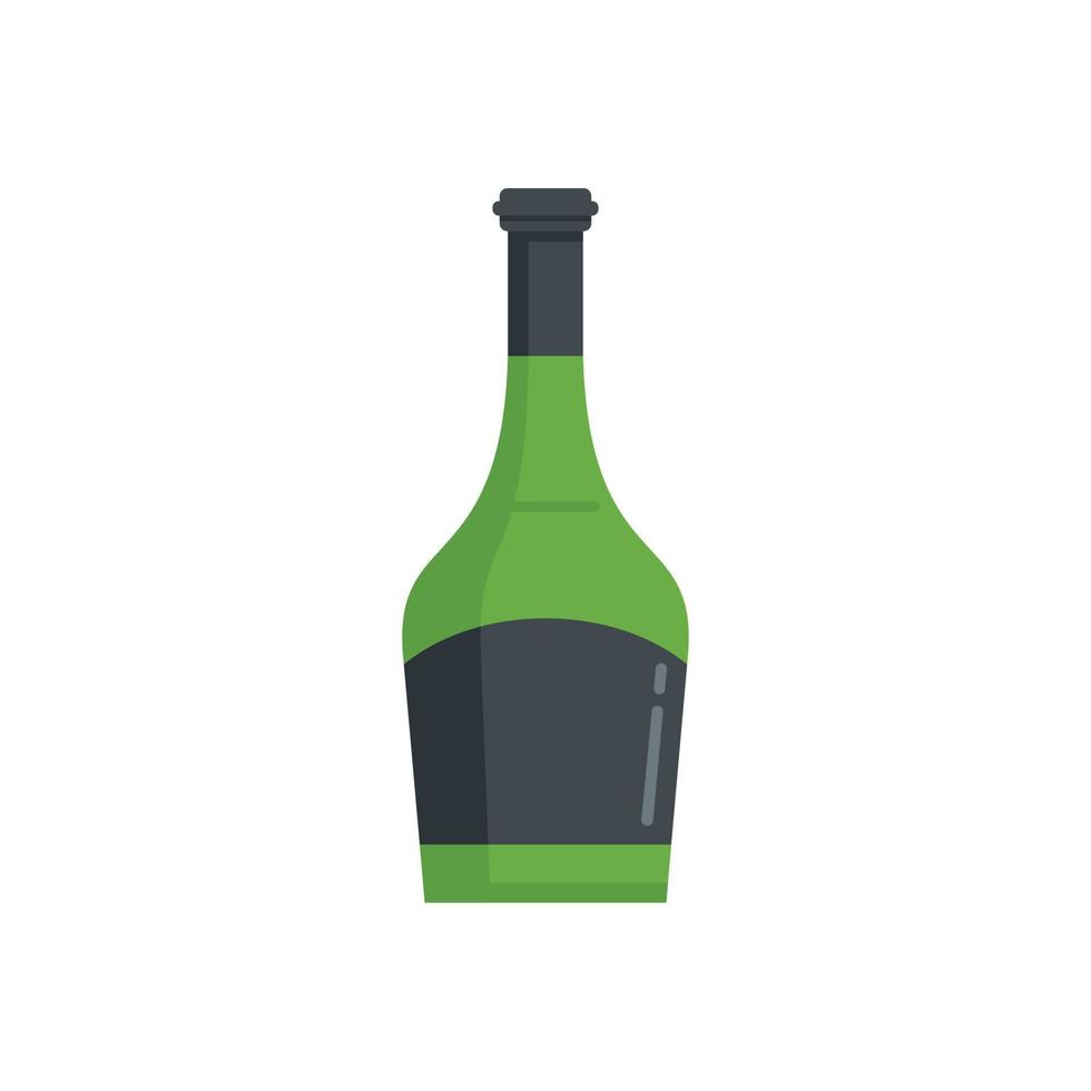 Wine bottle icon flat vector. Glass bottle vine label vector