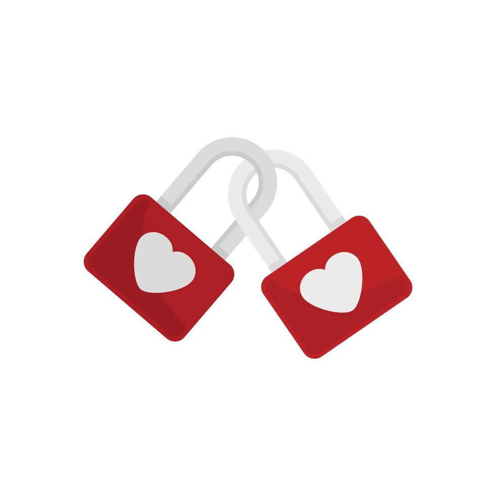 Love padlocks icon flat vector. Heart padlock vector