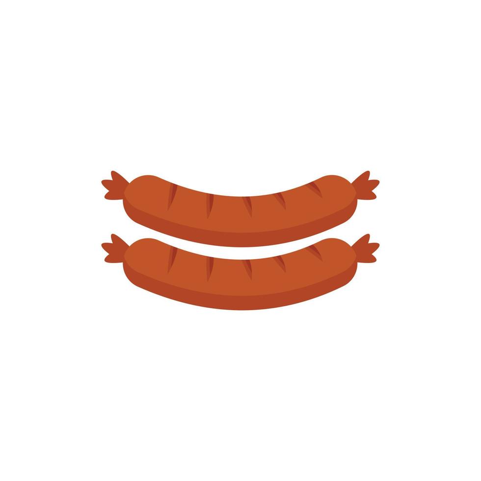 Bbq sausage icon, flat style vector