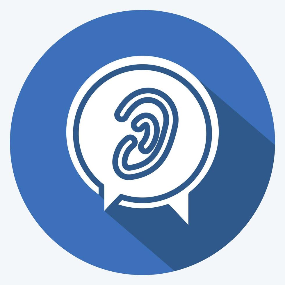 Icon Listen to Others. related to Psychological symbol. long shadow style. simple illustration. emotions, empathy, assistance vector