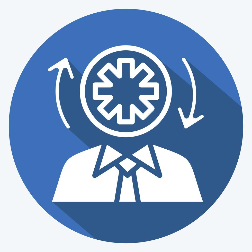 Icon Faster Thinking. related to Psychological symbol. long shadow style. simple illustration. emotions, empathy, assistance vector
