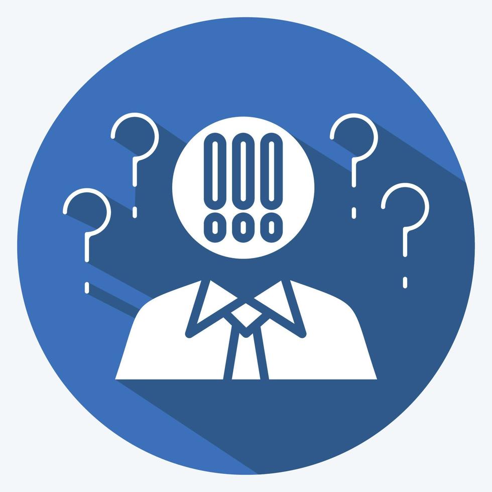Icon Critical Thinking. related to Psychological symbol. long shadow style. simple illustration. emotions, empathy, assistance vector
