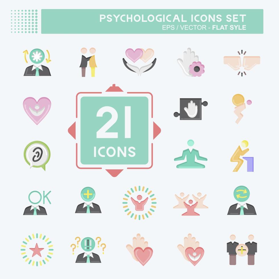 Icon Set Psychological. related to Psychological symbol. flat style. simple illustration. emotions, empathy, assistance vector