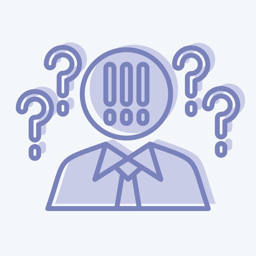 Icon Critical Thinking. related to Psychological symbol. two tone style. simple illustration. emotions, empathy, assistance vector