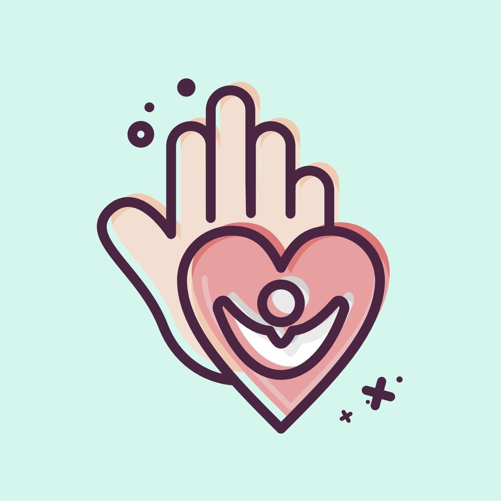 Icon Caring For People. related to Psychological symbol. MBE style. simple illustration. emotions, empathy, assistance vector