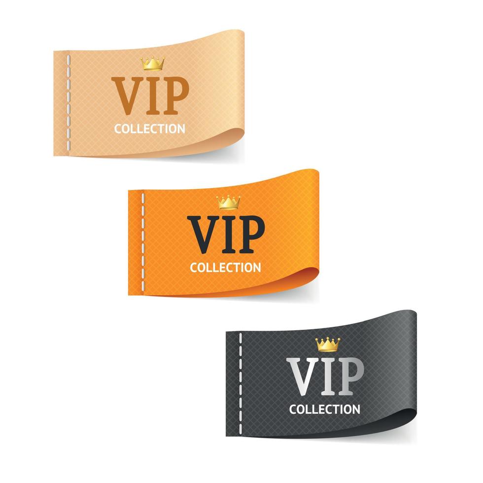 Realistic Detailed 3d Vip Textile Fabric Label. Vector