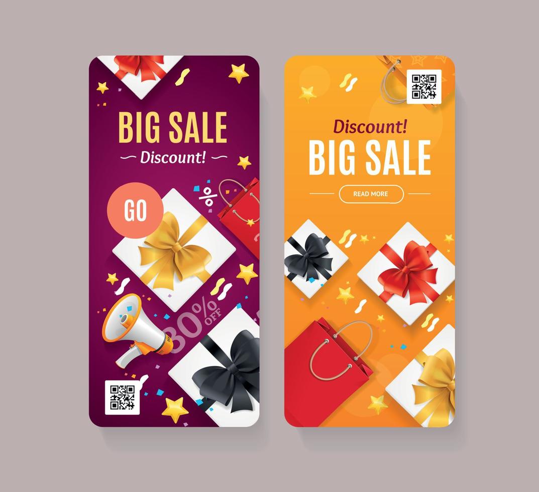 Mobile Phone Screen Sale App Set. Vector