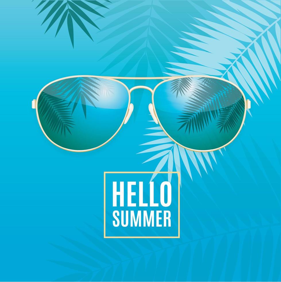 hola fondo de tarjeta de concepto de verano con gafas de sol. vector