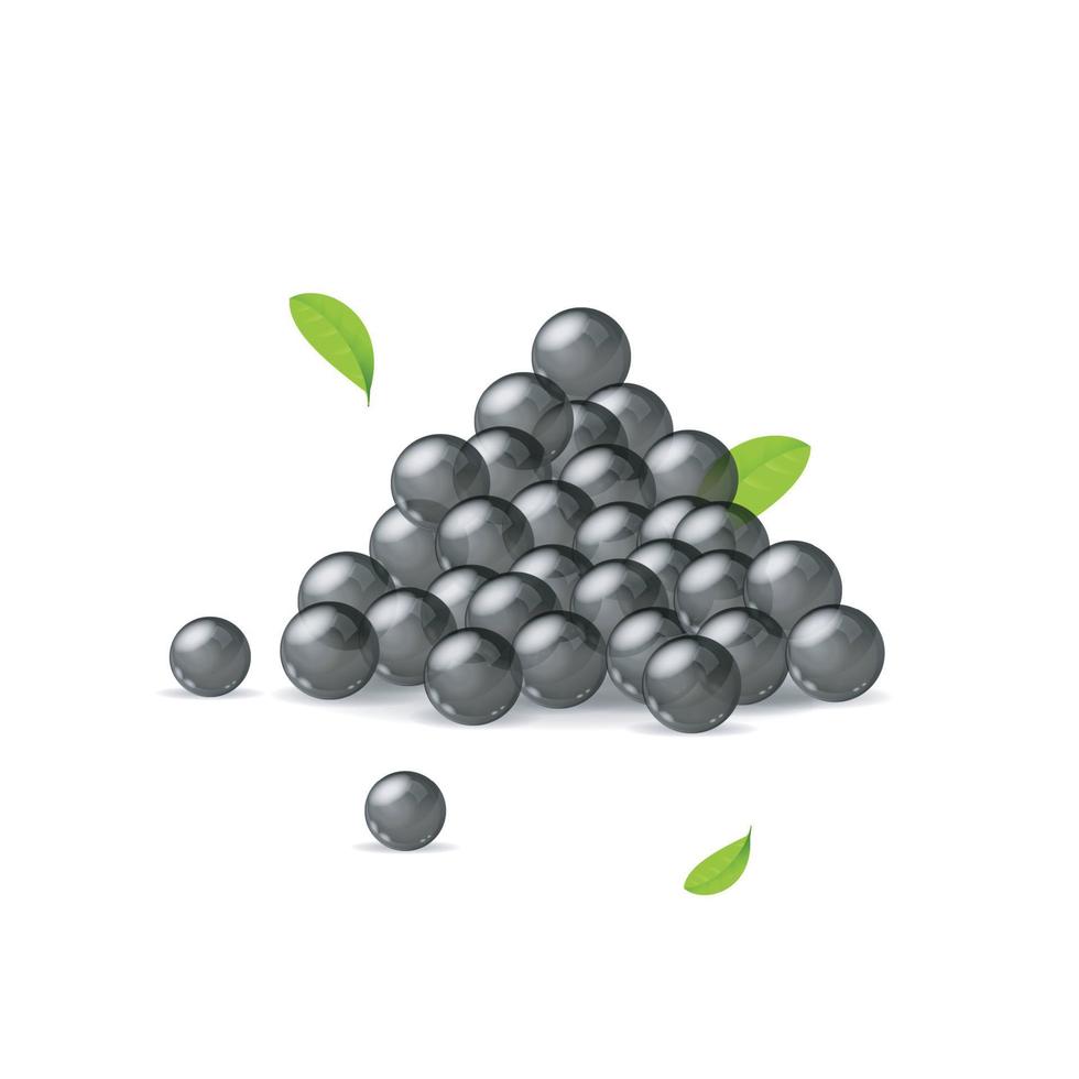 Realistic Detailed 3d Black Caviar Pile. Vector