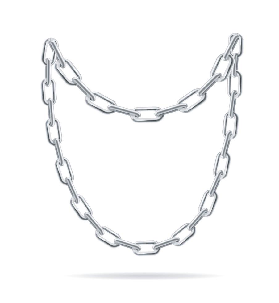Realistic Detailed 3d Silver Chain Set. Vector