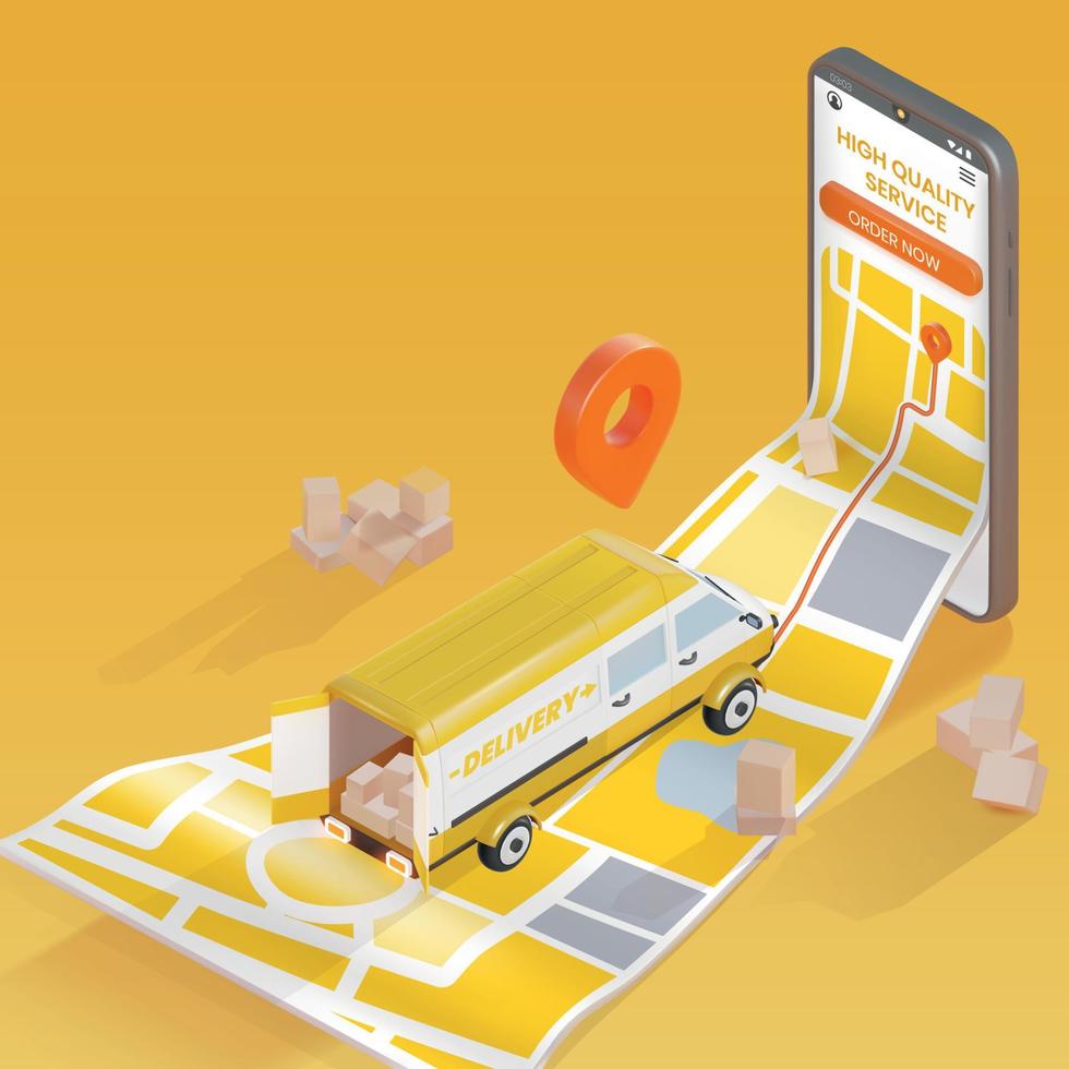 Realistic Detailed 3d Delivery Service Concept. Vector