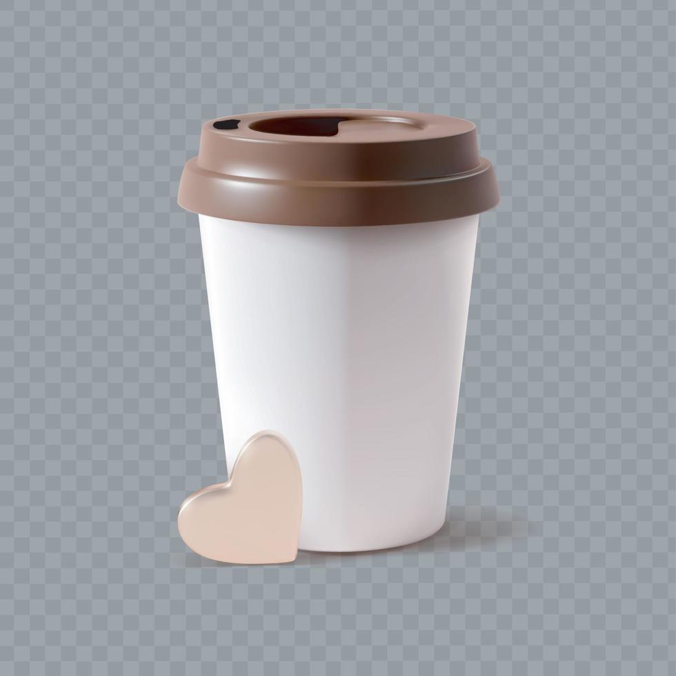 taza de café de papel 3d detallada y realista. vector