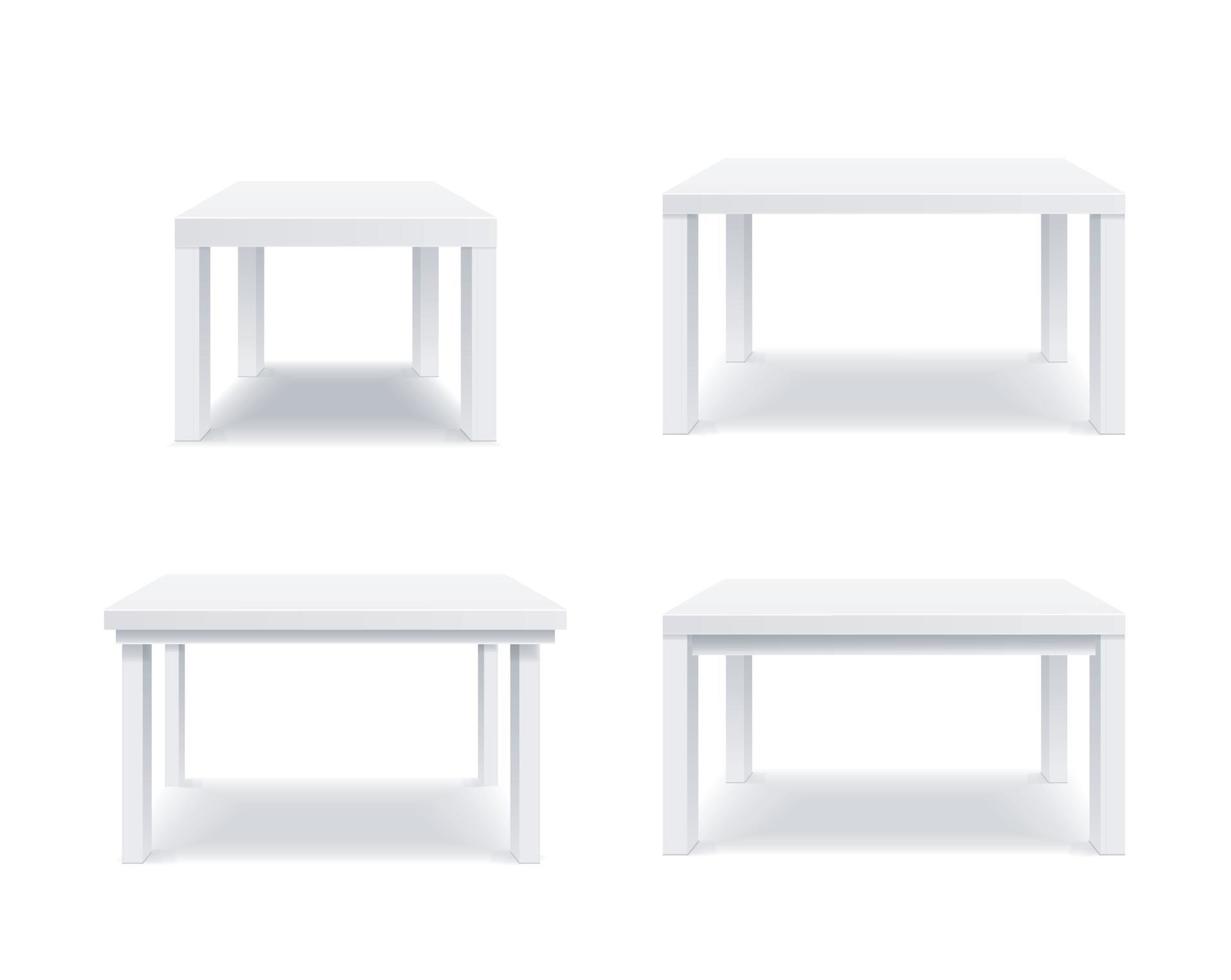 Realistic Detailed 3d Different White Table Set. Vector