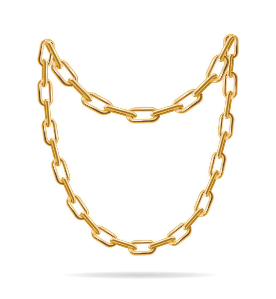 conjunto de cadena de oro 3d detallado realista. vector