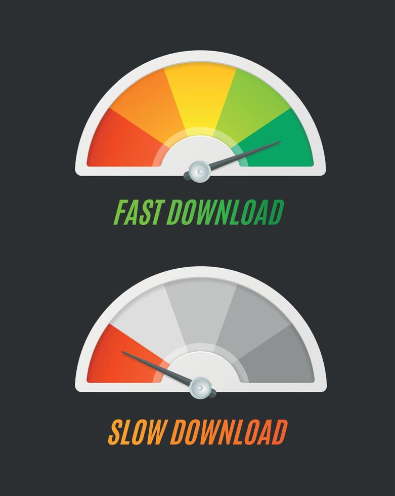 conjunto de velocidad de descarga del indicador de nivel de color. vector