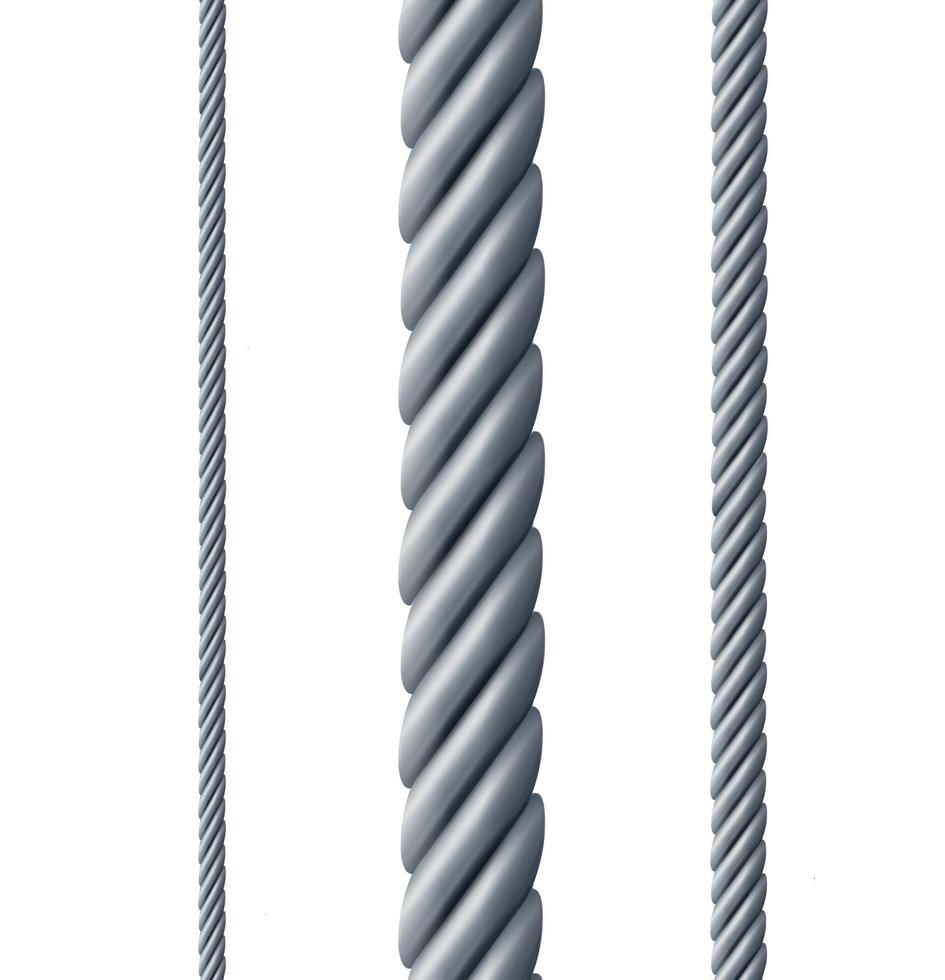 Realistic Detailed 3d Different Steel Rope Set. Vector 17338577 Vector
