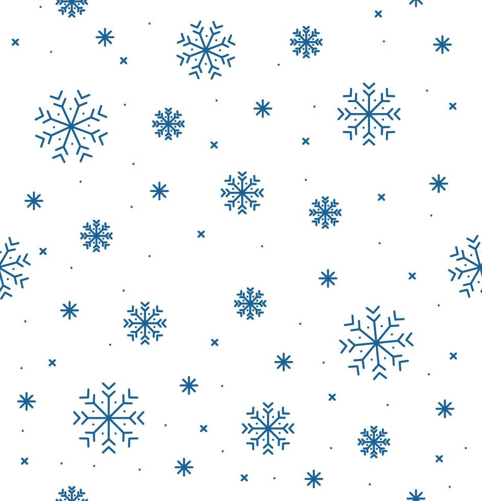 Different Winter Snowflake Seamless Pattern Background. Vector