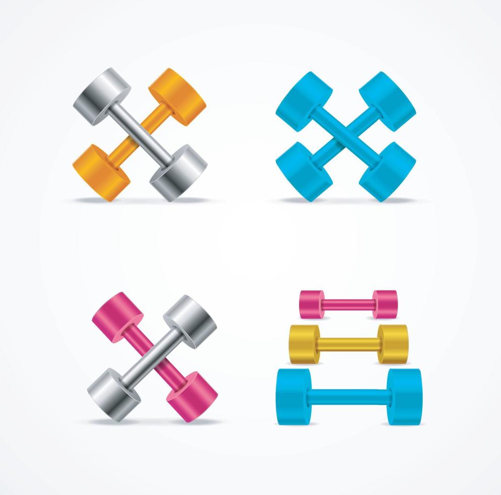 Realistic Detailed 3d Gym Equipment Dumbbell Set. Vector