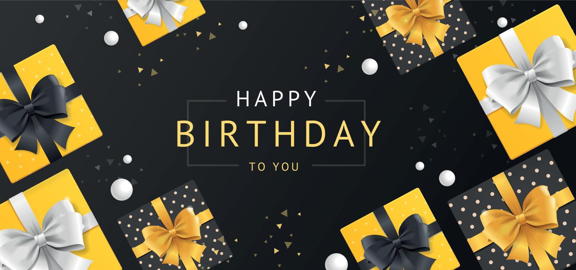 Birthday Concept Banner Horizontal with Realistic Detailed 3d Elements. Vector