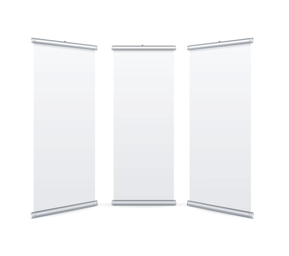 Realistic Detailed 3d White Blank Stand Set. Vector