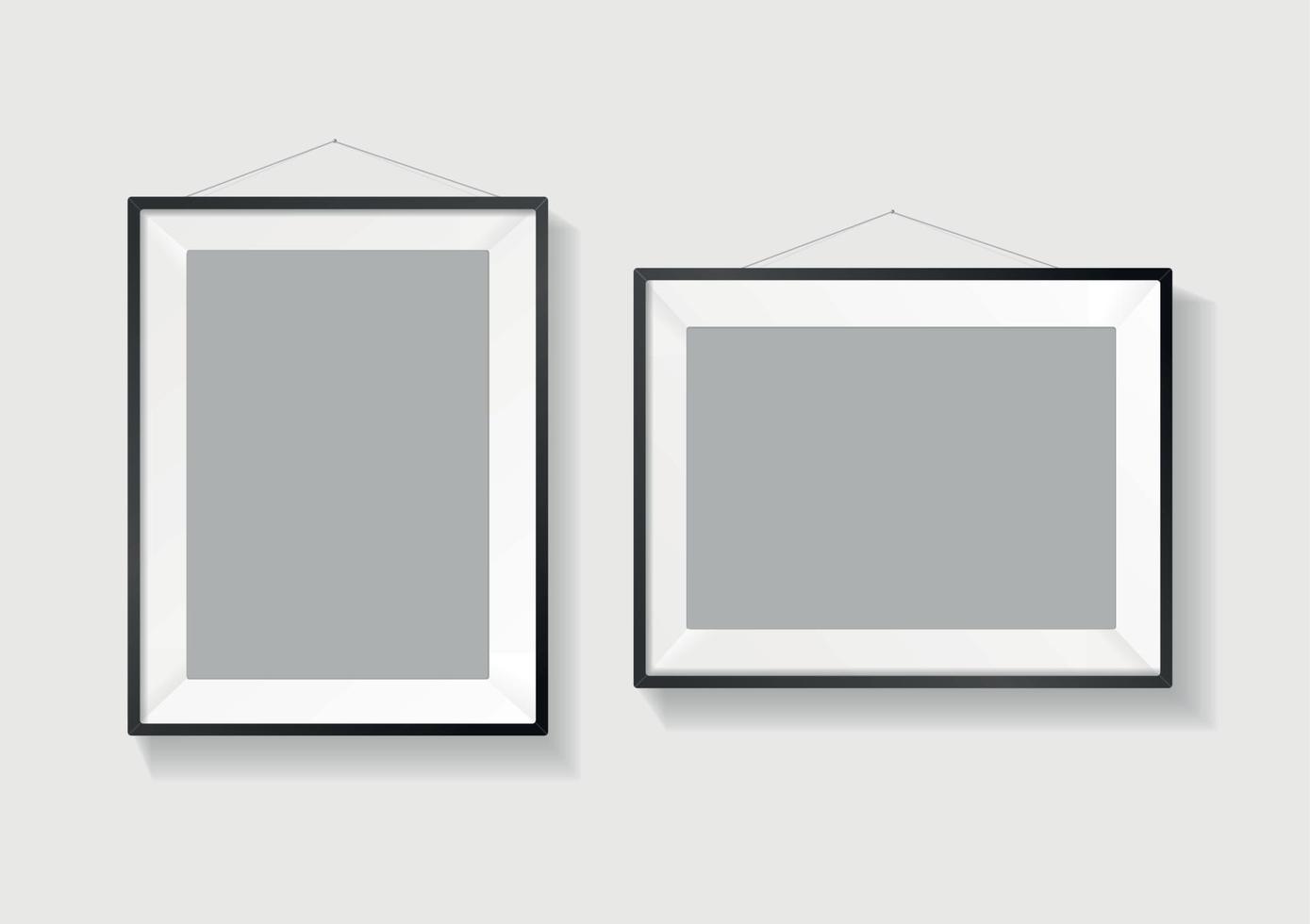 Realistic Detailed 3d Picture Frame Blank Template Set. Vector