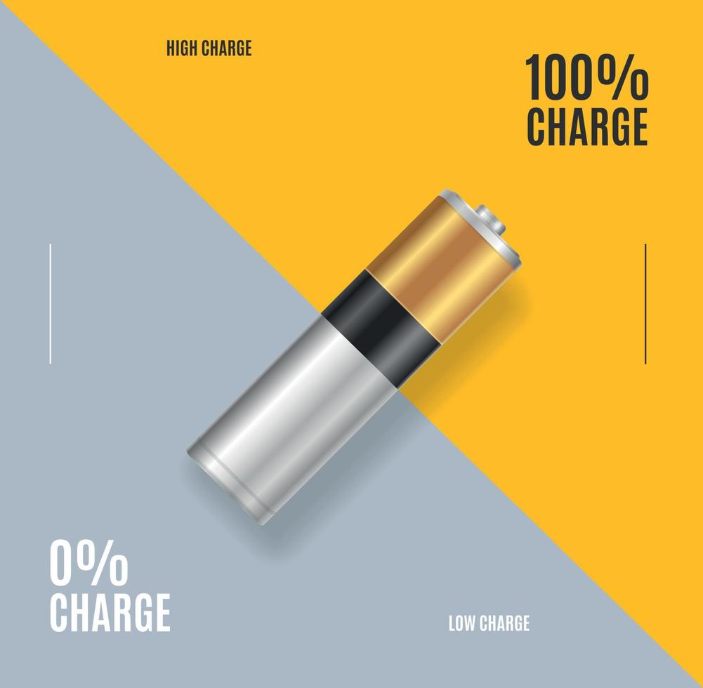 Full Charge Concept Banner Card with Realistic 3d Detailed Battery. Vector