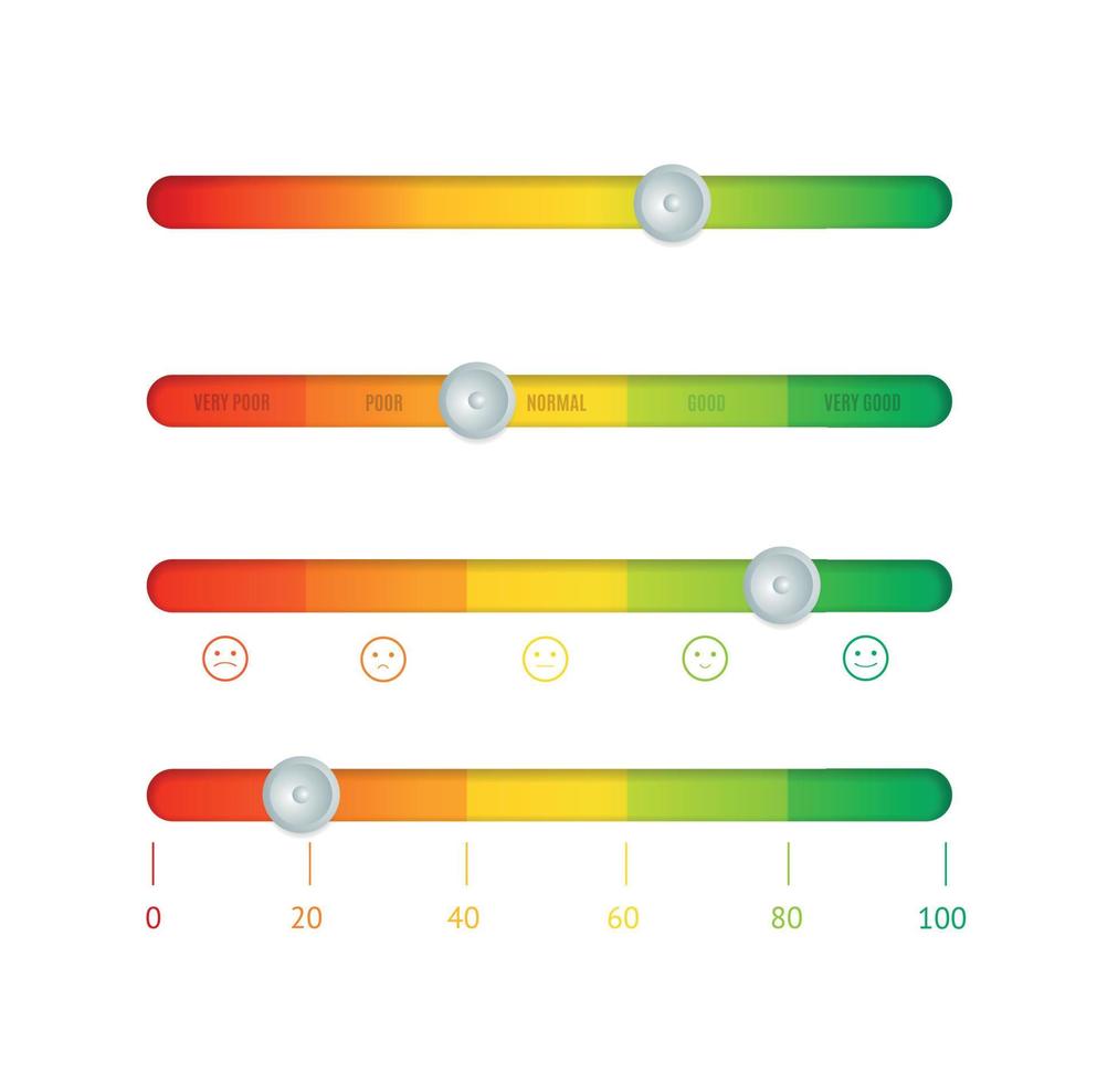 Realistic Detailed 3d Level Indicator Set. Vector