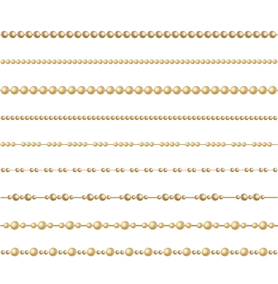 Realistic Detailed 3d Chain Beads Set. Vector